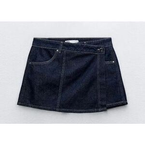 ZARA Wrap Denim Skort Dark Wash Size XL